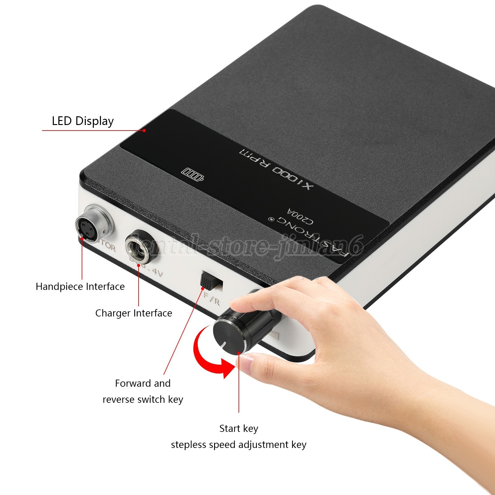 Portable Dental Lab Brushless Micromotor E-Type Grinding Polishing Machine BLACK