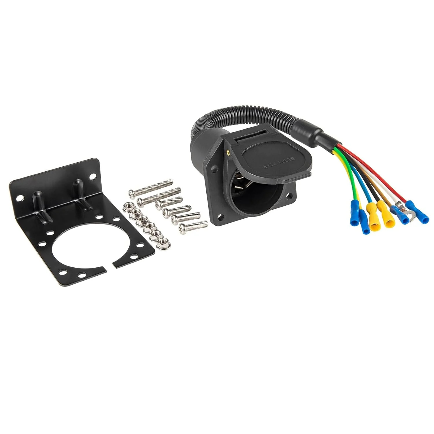 MECMO 7 Way RV Trailer Light Connector Socket 7 Pin Wire Electrical Trailer Adap