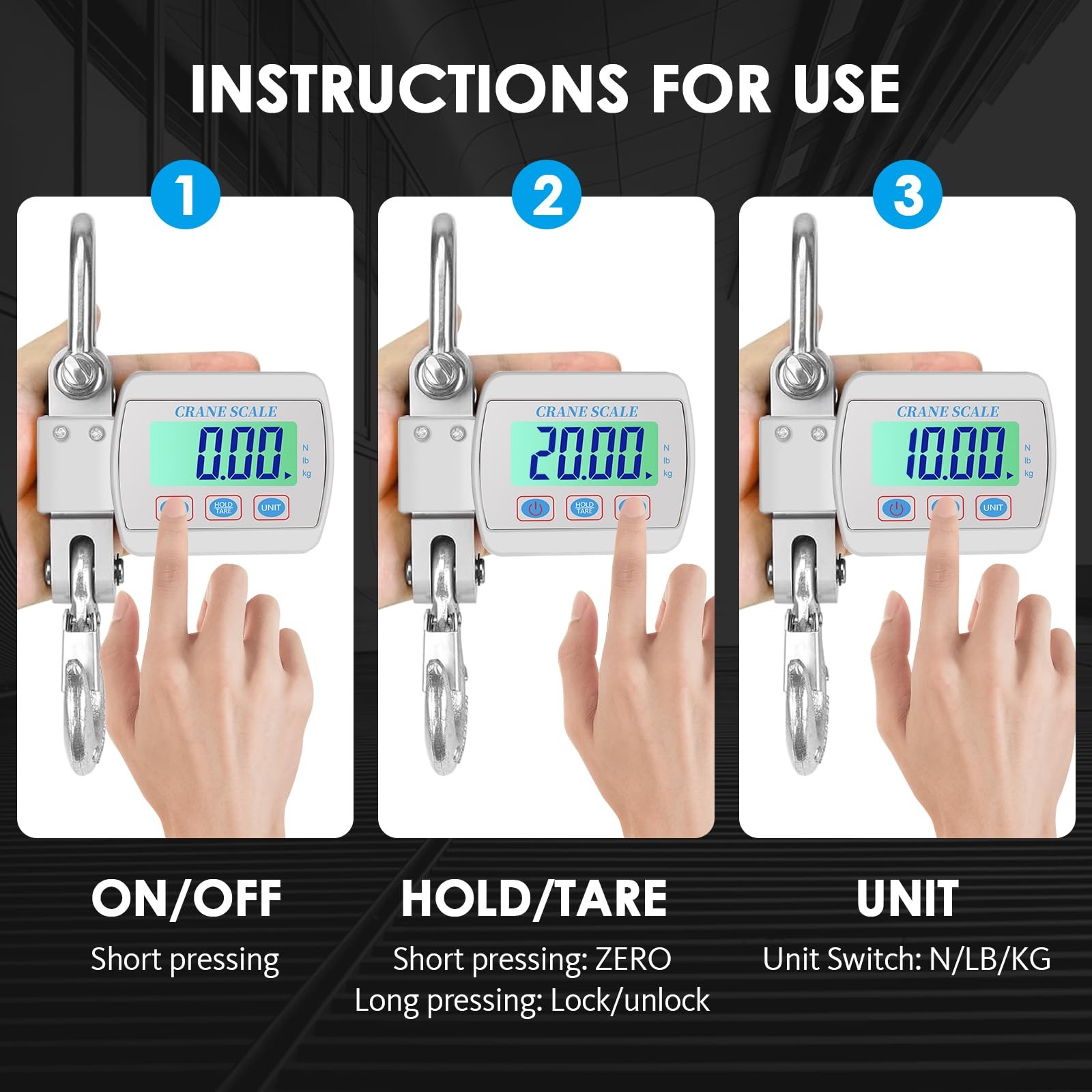 1100lbs 500kg Digital Crane Scale, Heavy Duty Hanging Scale with Backlit LCD,…