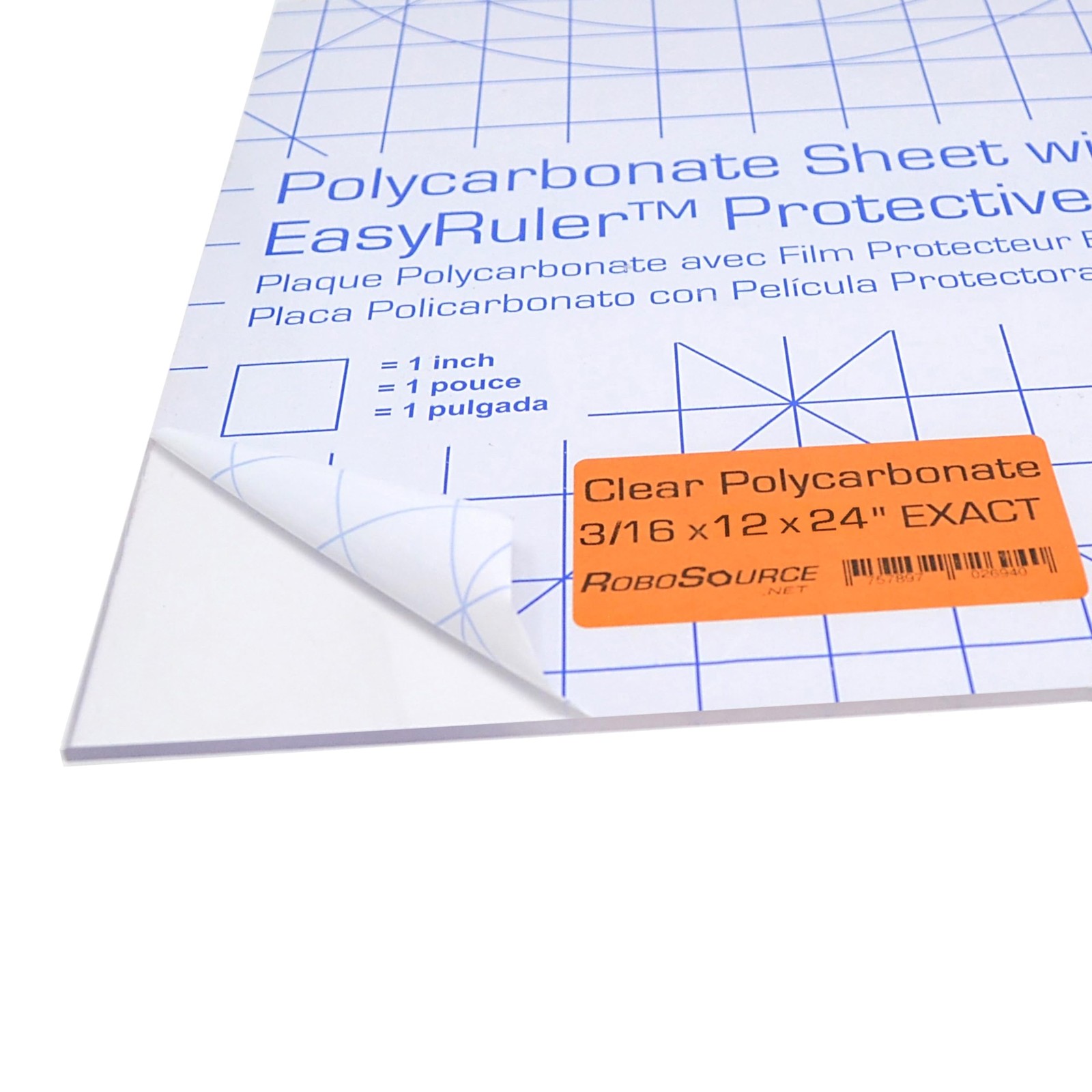 Polycarbonate Plastic Sheet 12 X 24 X 0.177 3/16 Exact Easyruler Film Shat