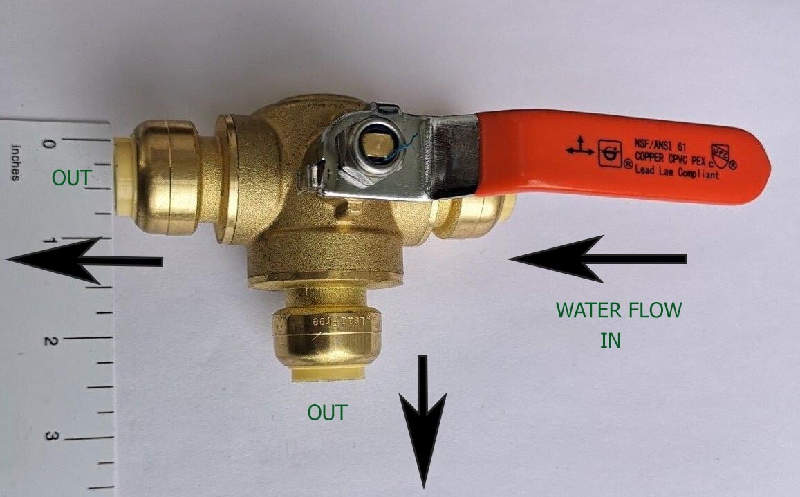 1 PIECES 1/2″ PUSH FIT 3 WAY BALL VALVE, FULL PORT, LEAD FREE BRASS