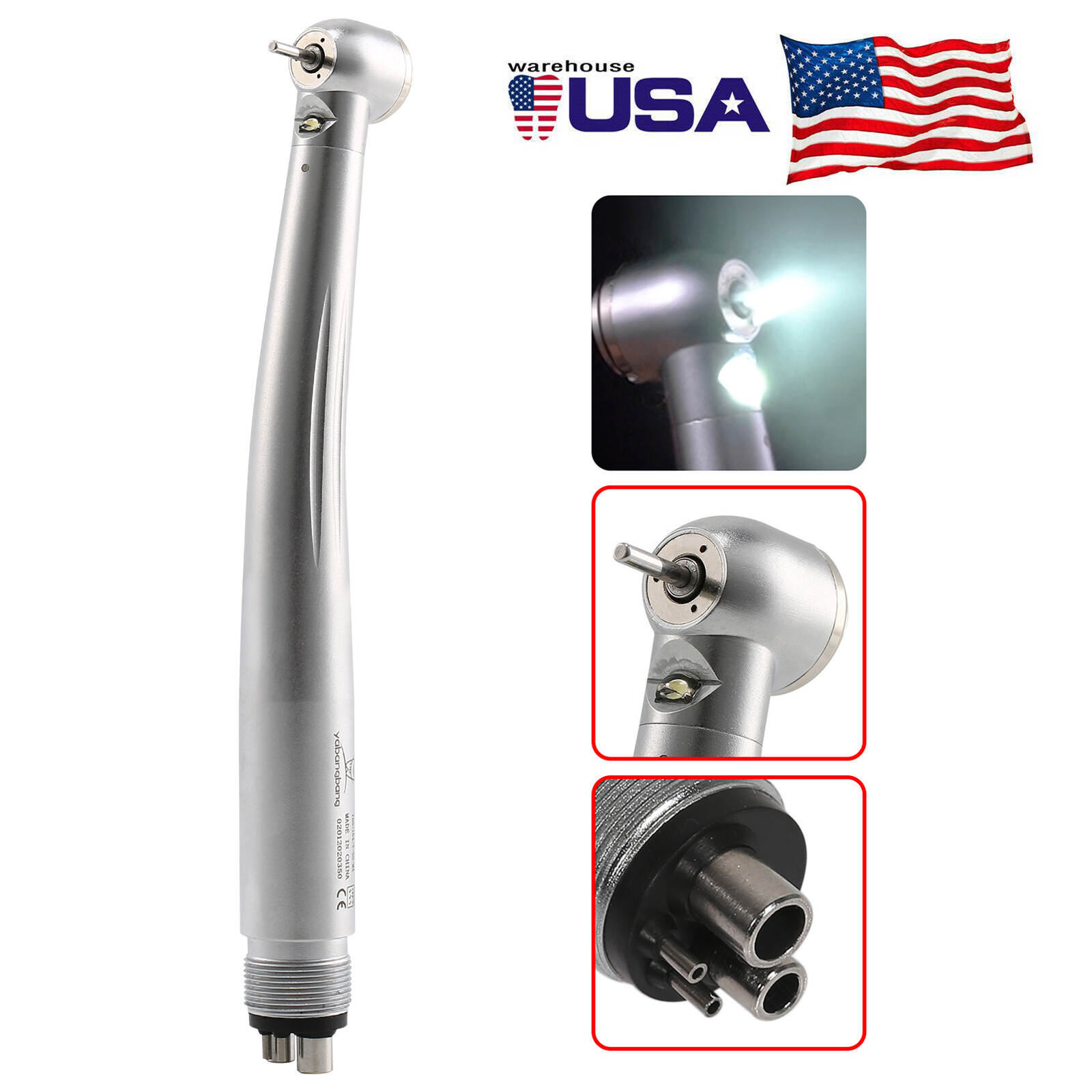 Yabangbang Dental LED Handpiece High Speed E-generator Push Turbine 2Hole/4Hole