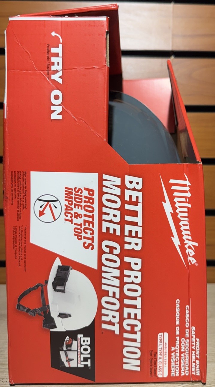 Milwaukee 48-73-1337 Gray Front Brim Helmet with BOLT – Type 2, Class E