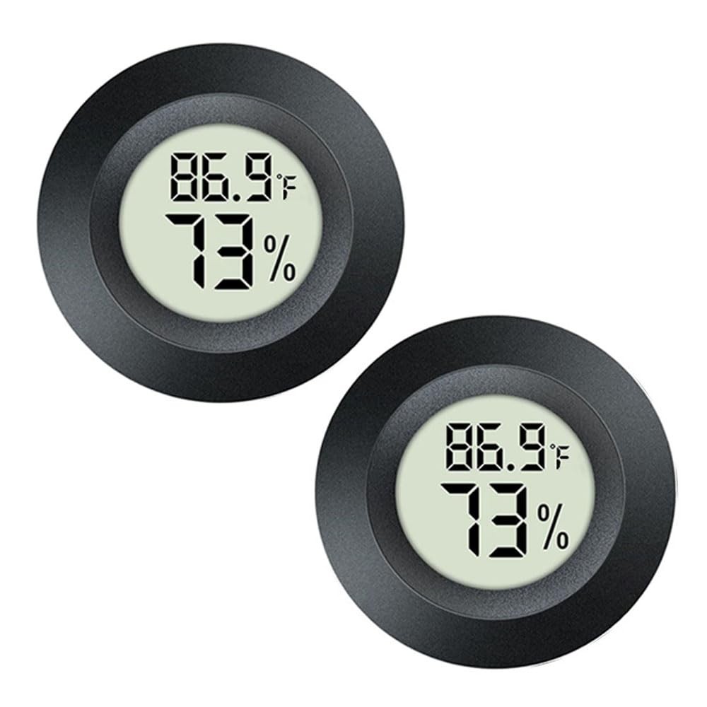 JEDEW 2 Pack Hygrometer Thermometer Digital 1 count (Pack of 2), Black