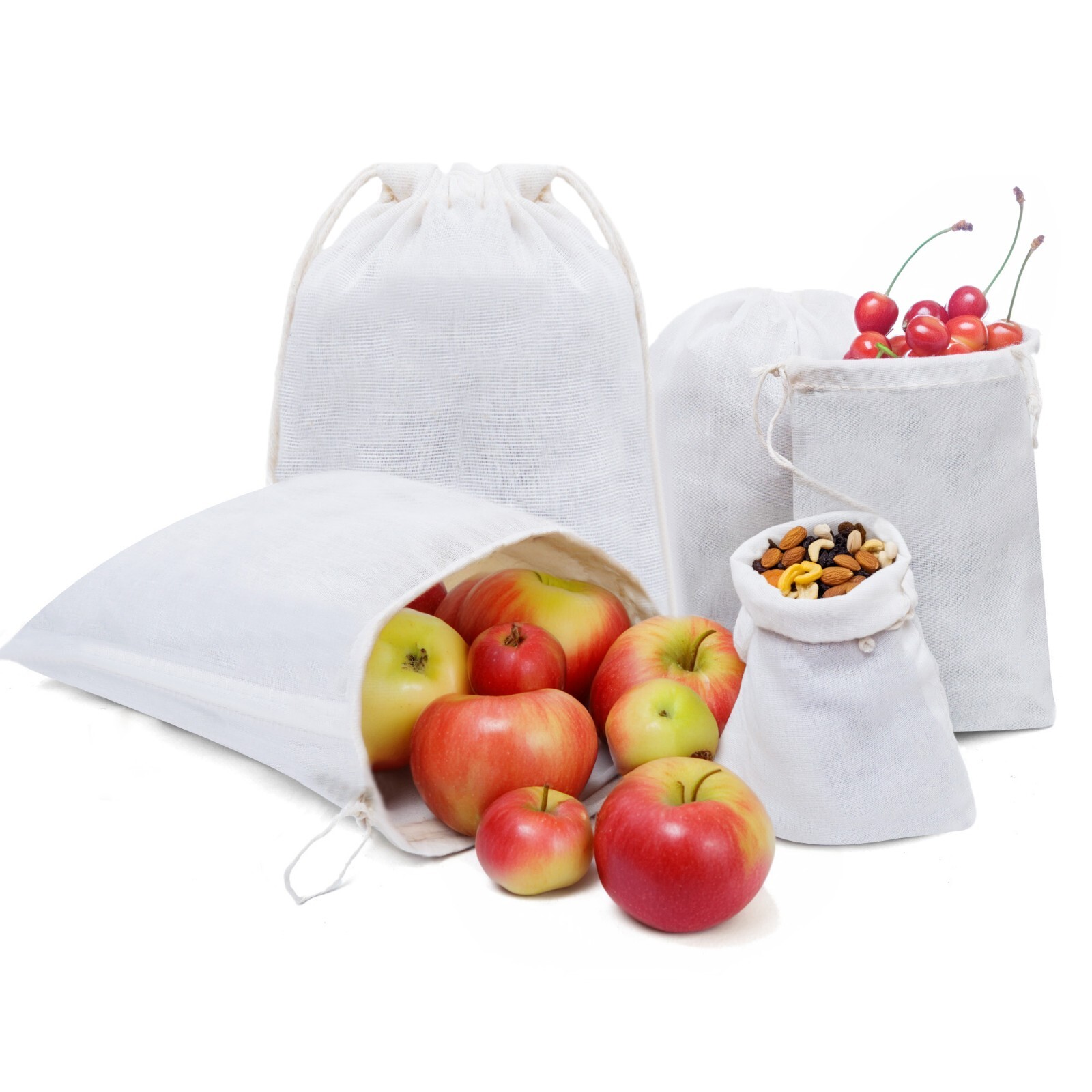 8 x 10 Inches Poly Cotton Double Drawstring Reusable Storage Cotton Muslin Bags