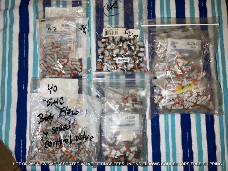 356 NEW SMC ASSORTED VALVE FITTINGS TEES UNIONS ELBOWS CONNECTORS FREE SHIPPING