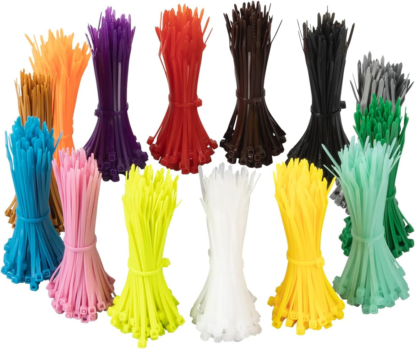 XINGO 1400 PCS Colored Zip Ties 4 Inch, Multicolor Zip Ties, Mix Packed 14 Color