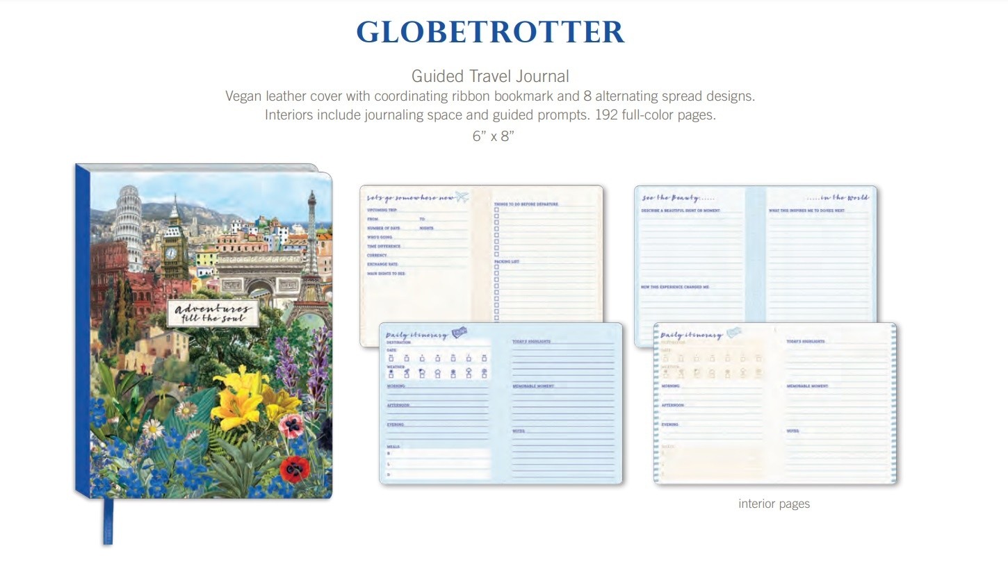 Punch Studio European Globetrotter Guided Travel Journal 6” x 8” 192pgs 59282