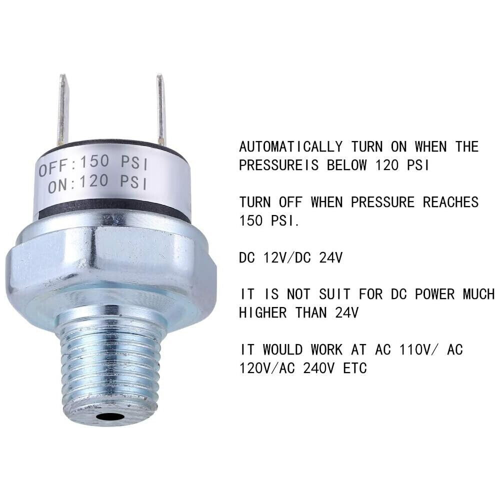 2Pcs Pressure Switch 120-150 PSI Air Compressor Pressure Switch 1/4″-18 NPT Air