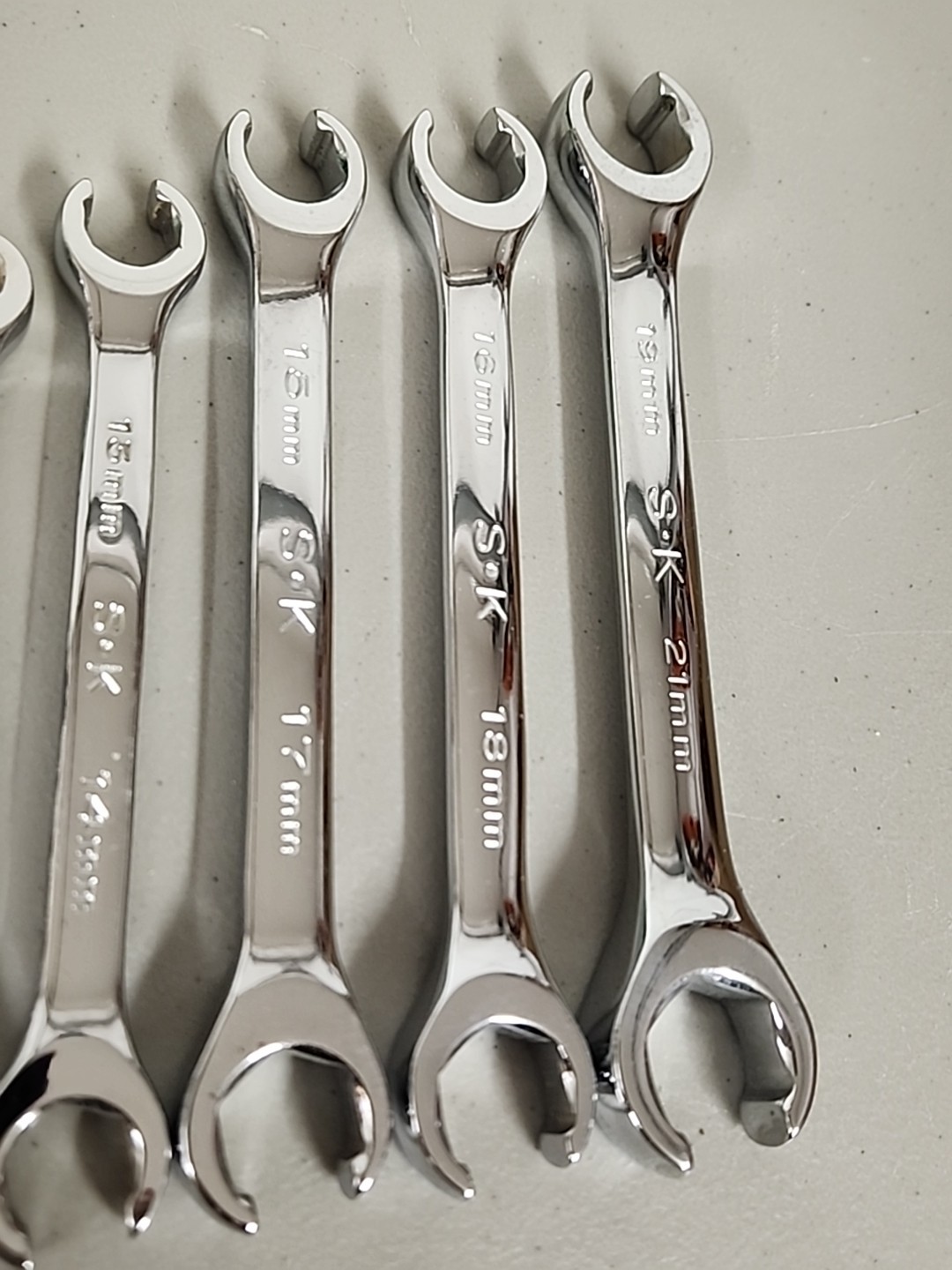 SK Tools USA 6 Piece Flare Nut Wrench Set 6 Point Metri 9MM to 21MM