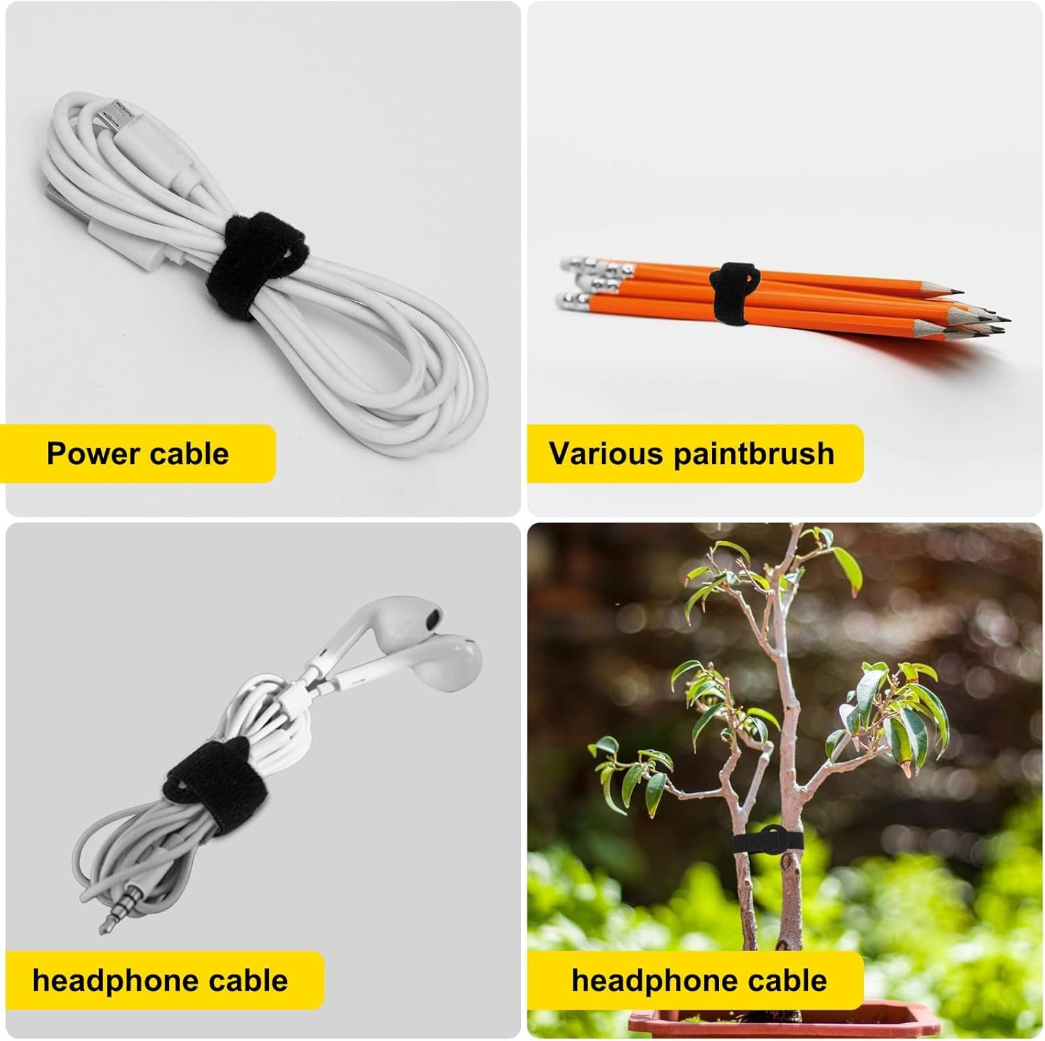 150PCS 6″ Reusable Cable Ties Hook Loop Fastener Straps Wire Organizer Black