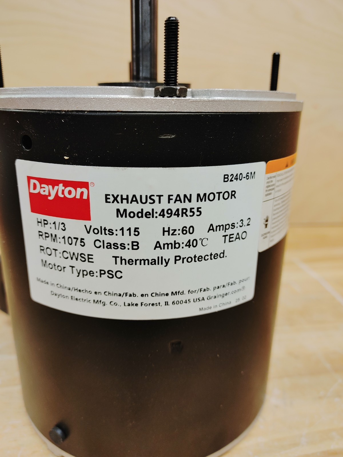 HESSAIRE Motor,Dayton,For 484X47, 484X57 494R55