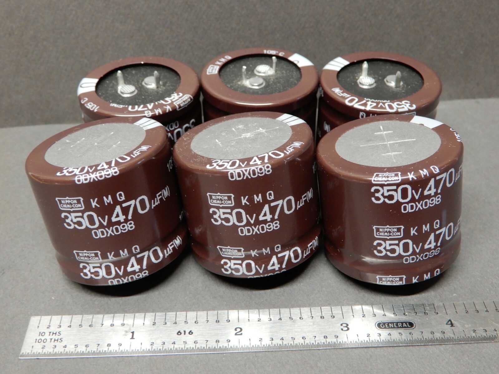 Nippon Chemi-Com KMQ 470uf 350V Electrolytic Snap Capacitors Qty 6 NOS