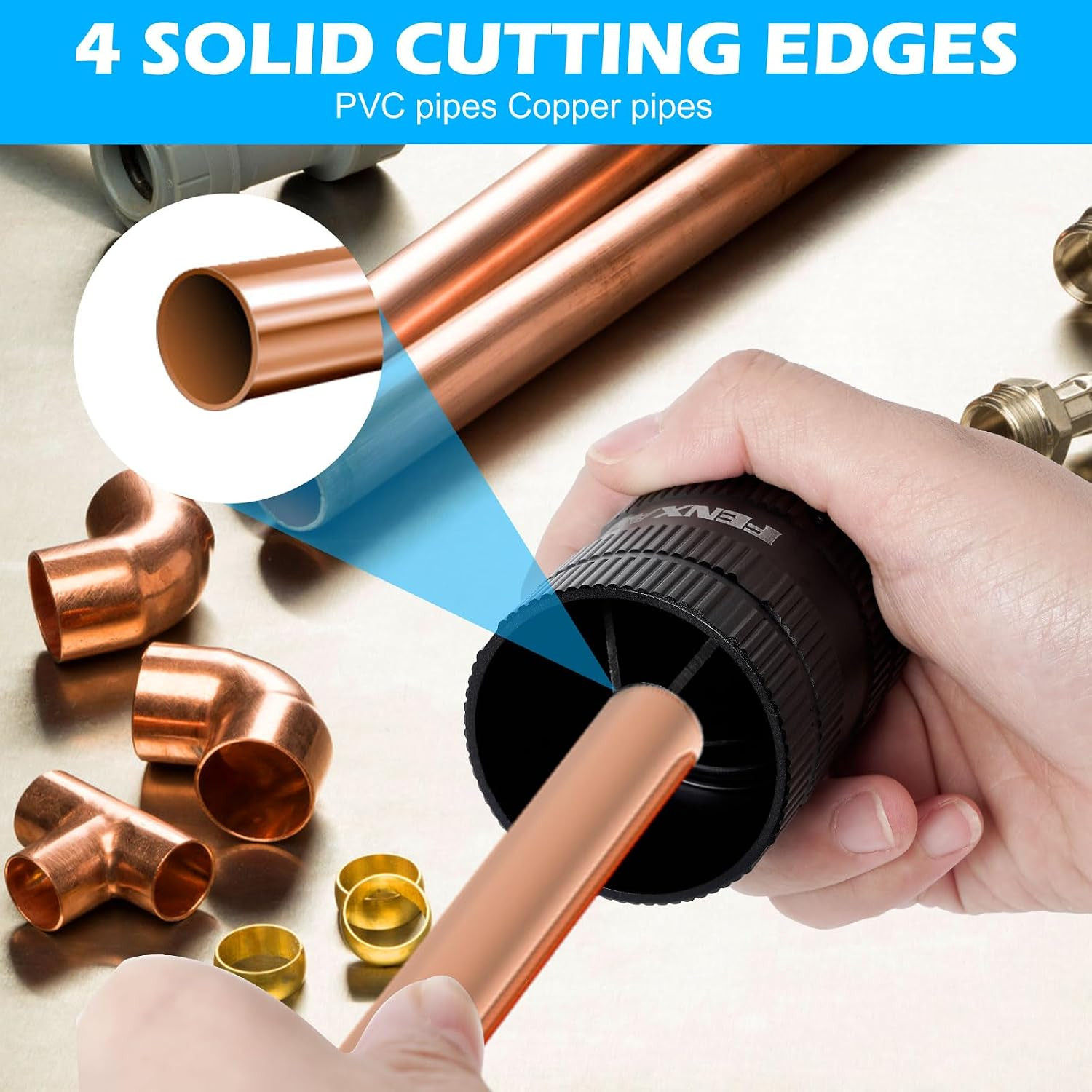 Plumbingtools, Deburring Tool for Copper/Pvc Pipe, Copper Pipe Cleaner, Pipe Rea