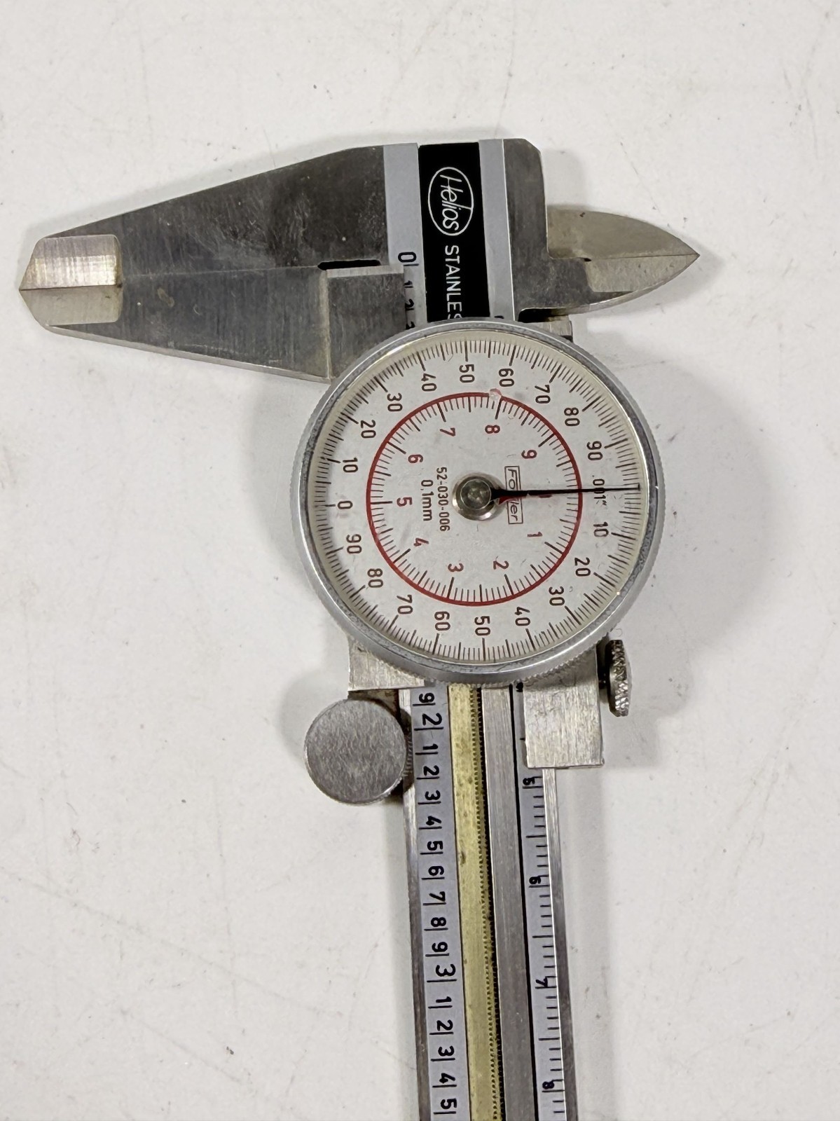 Helios Fowler 52-030-006 .001 Dial Caliper 6.5″ Stainless Steel WORKING F153 Ger