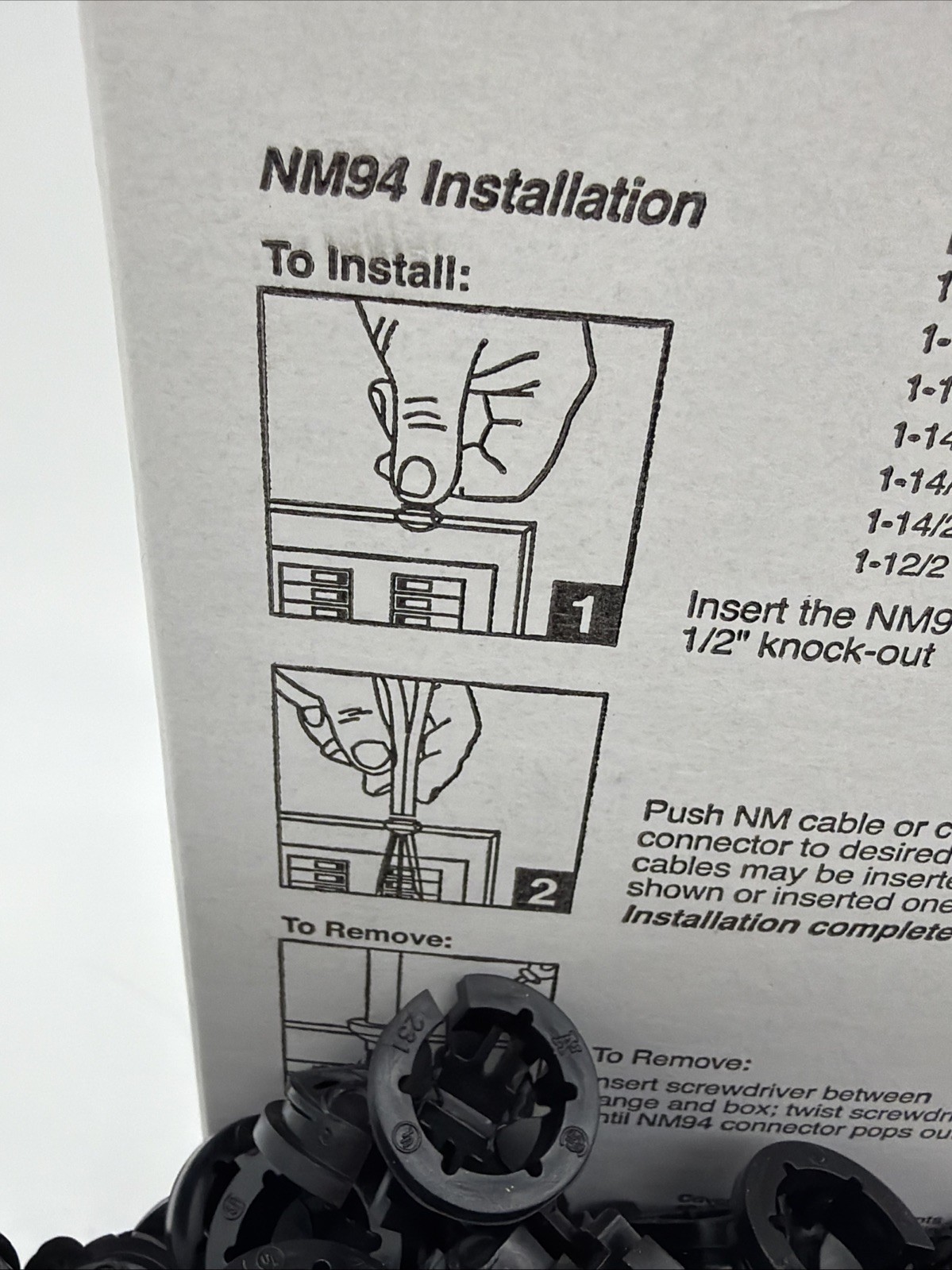 ARLINGTON NM94 1/2” NM CABLE CONNECTORS PUSH-IN ROMEX CLAMP 250 PACK NEW