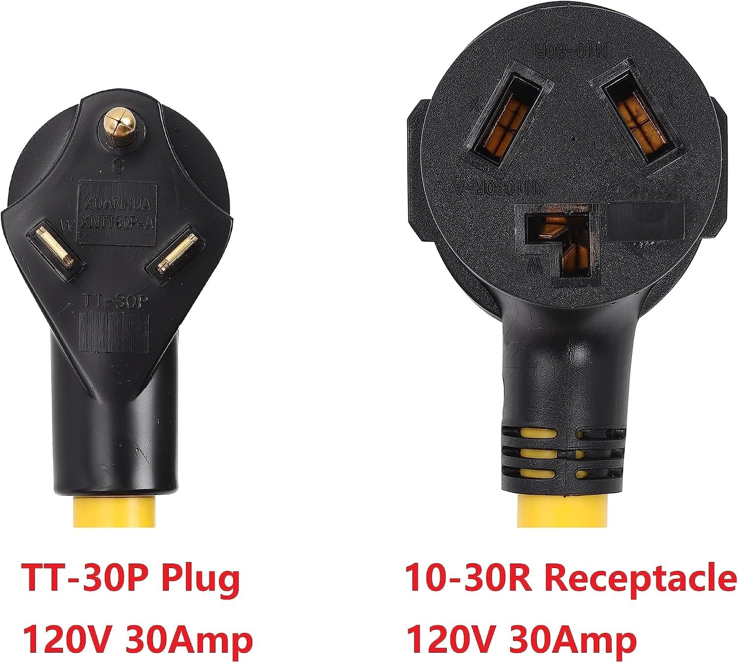 NEMA TT-30P to 10-30R 120V 30 Amp 3 Prong Male Plug to 3 Prong Power Cord Adapte