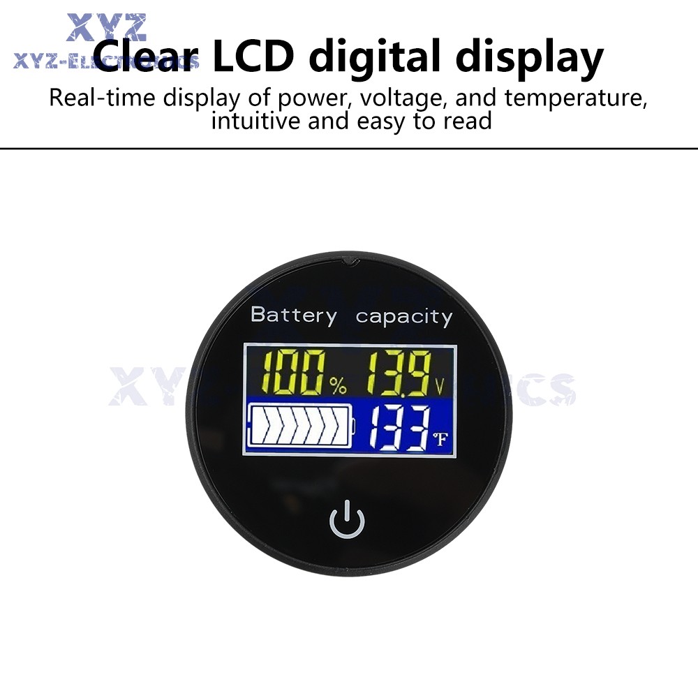 LCD Digital Battery Level Indicator Voltage Power Percentage Temperature Display