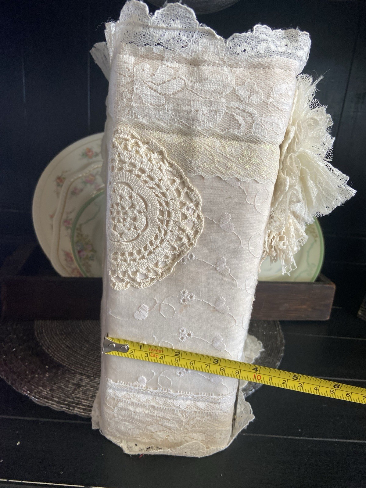 Handmade Lace Prayer book Junk Journal Antique Photo Embellished Chunky/HUGE!!