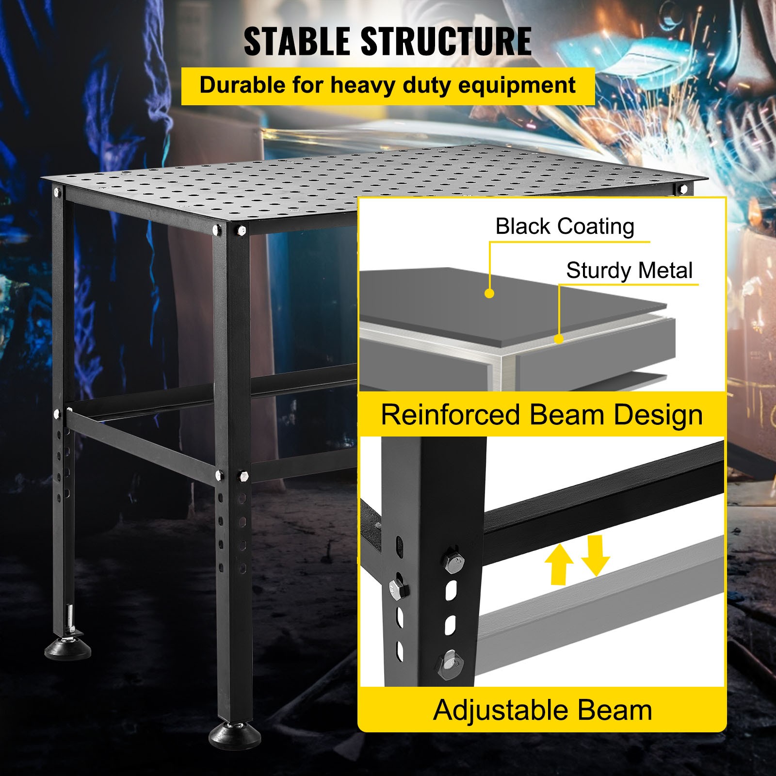 Welding Table 36″x24″ 800LBS Welding Workbench Table with Multiple Fixture Holes