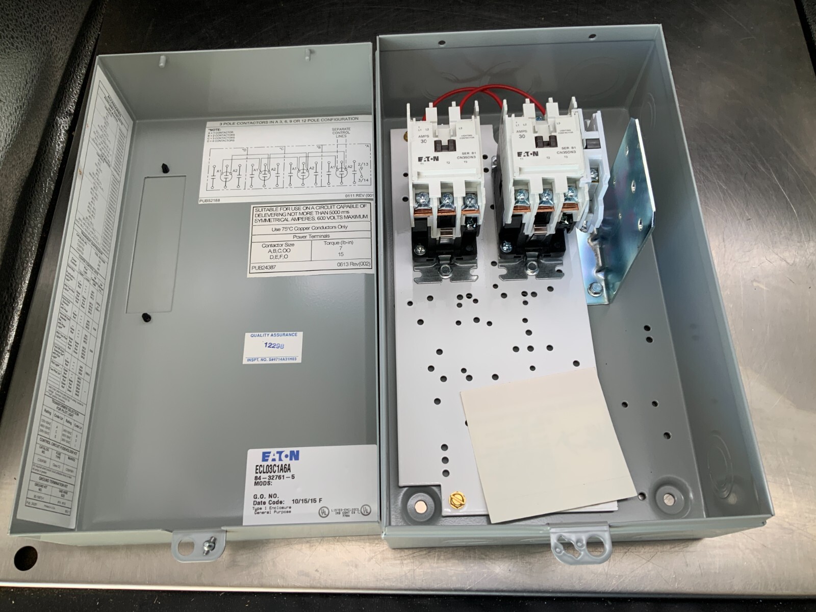 Eaton ECL03C1A6A Electrically Held Lighting Contactor 30a