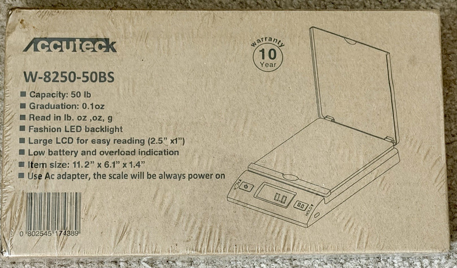 Accuteck W-8250-50BS Digital Shipping Postal Scale 50 lb LCD New Sealed