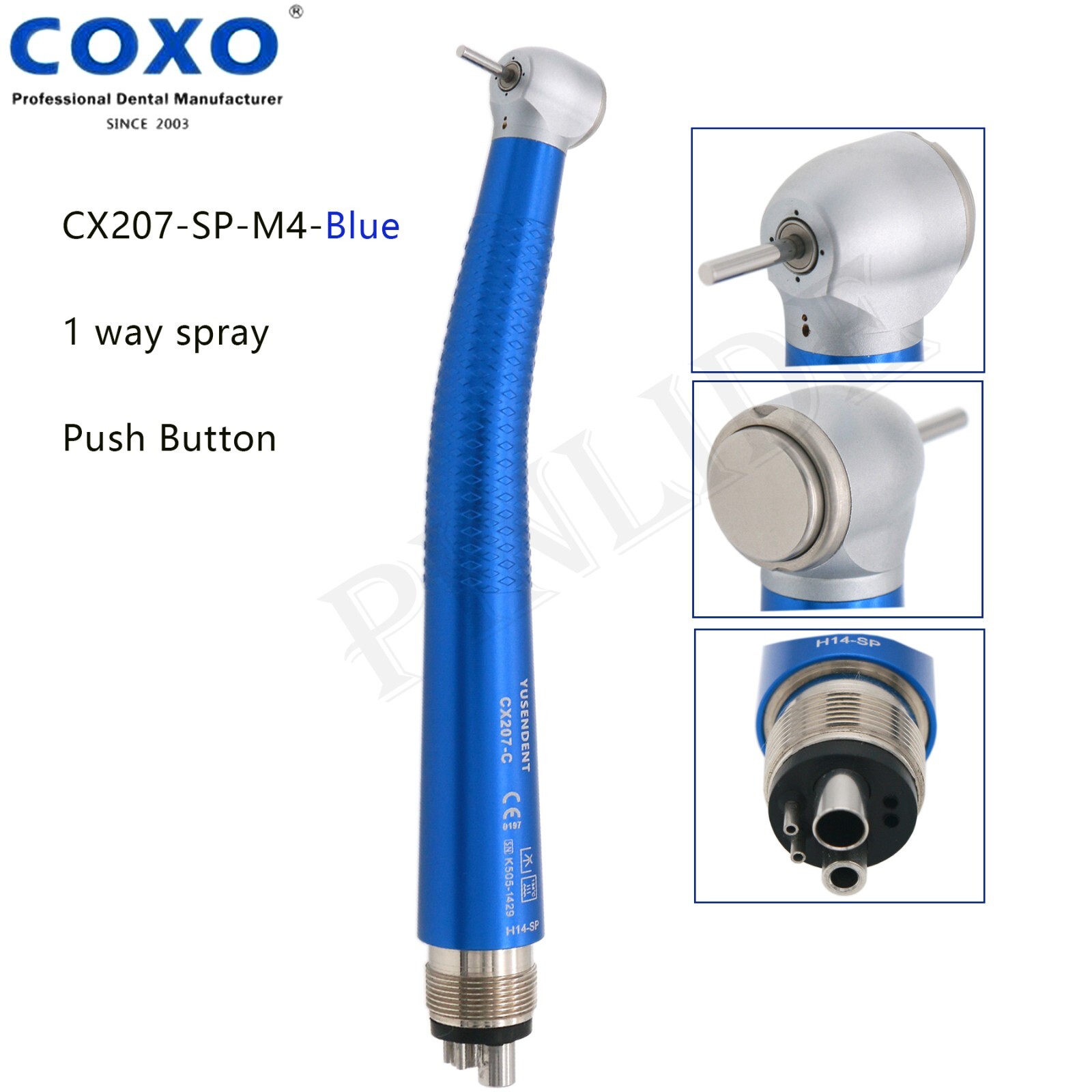 US COXO Dental High Speed Colorful Handpiece CX207-C Air Turbine 4 Holes M4 Blue