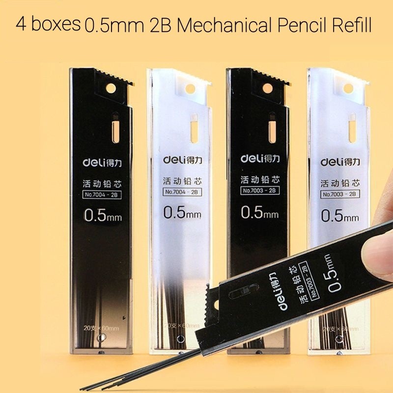 4 Box of 2B Mechanical Pencil Refill Propelling Automatic Pencil Lead 0.5mm