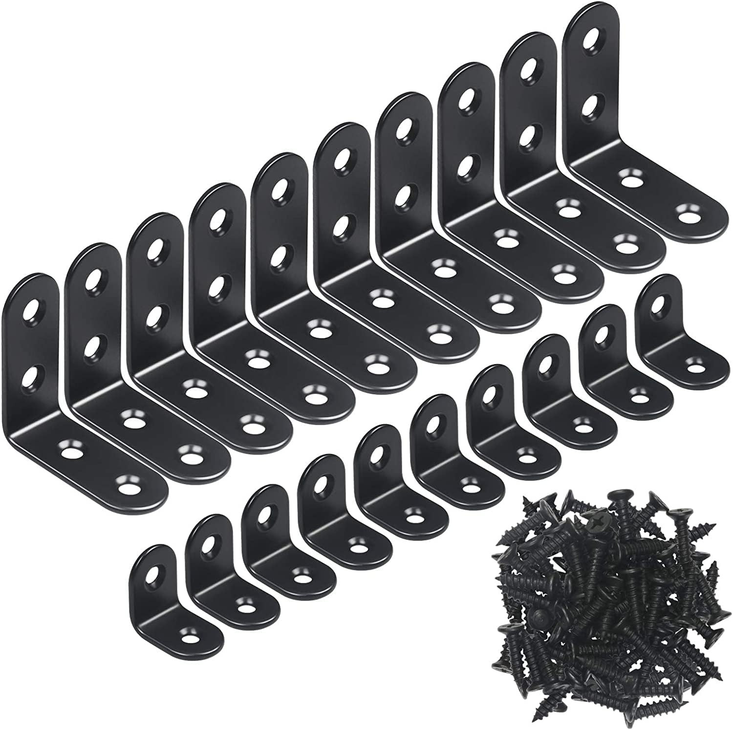YAMASO 20PCS L Bracket Corner Bracket,Black Small Right Angle Bracket for Wood F