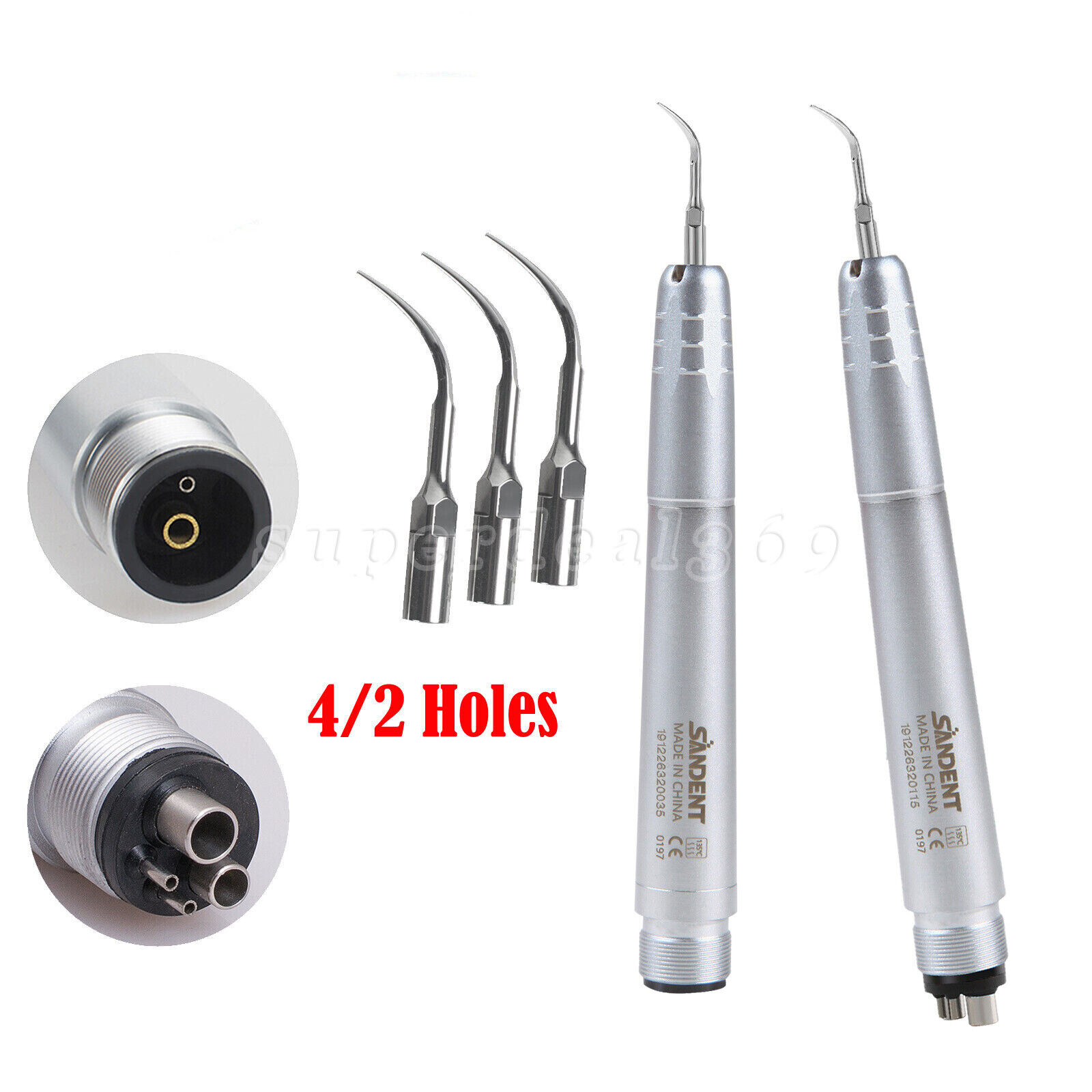 NSK Style Dental Ultrasonic Air Perio Scaler Handpiece Hygienist 2/4 Hole + Tips