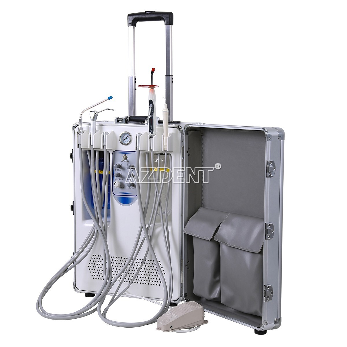 Portable Dental Mobile Delivery Unit Cart Air Compressor+Low Speed Handpiece Kit