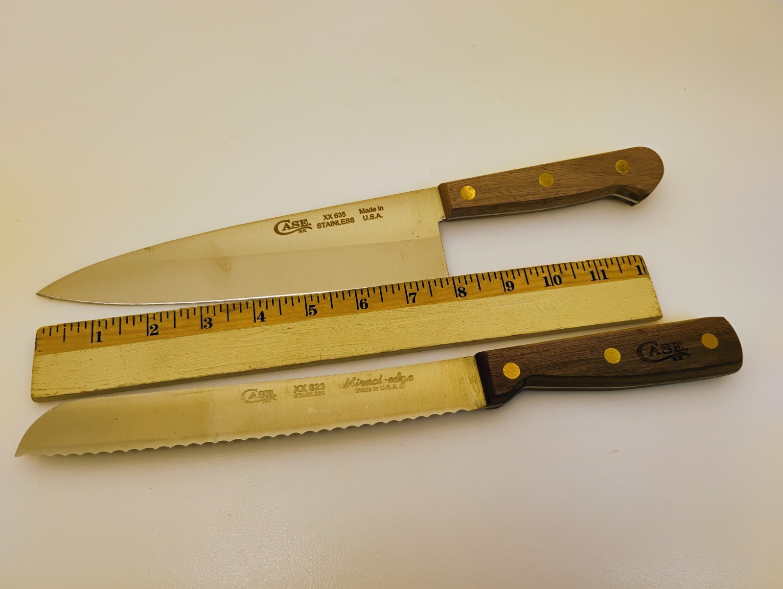 Case XX USA Set (2) 8″ Cooks Knife & Scalloped Edge Slicer Wood HandleFactory2nd