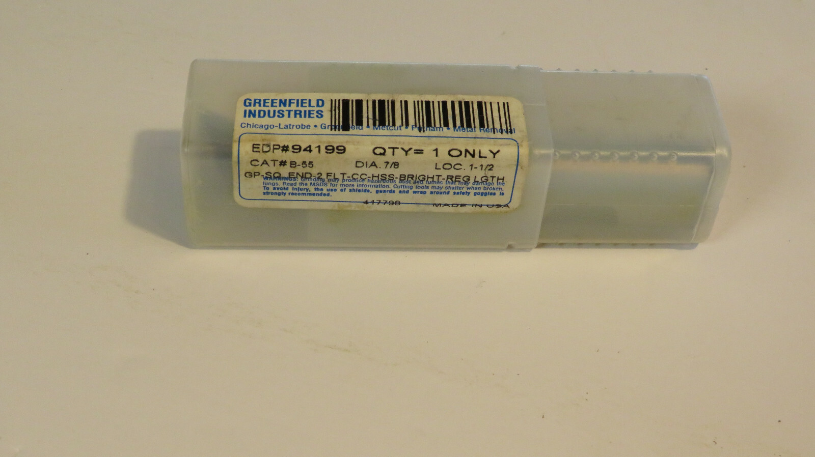 7/8″ X 3/4″ X 1-1/2″ X 4-18″ PUTNAM HSS SINGLE END MIL,2 FLUTE MADE IN USA 94199
