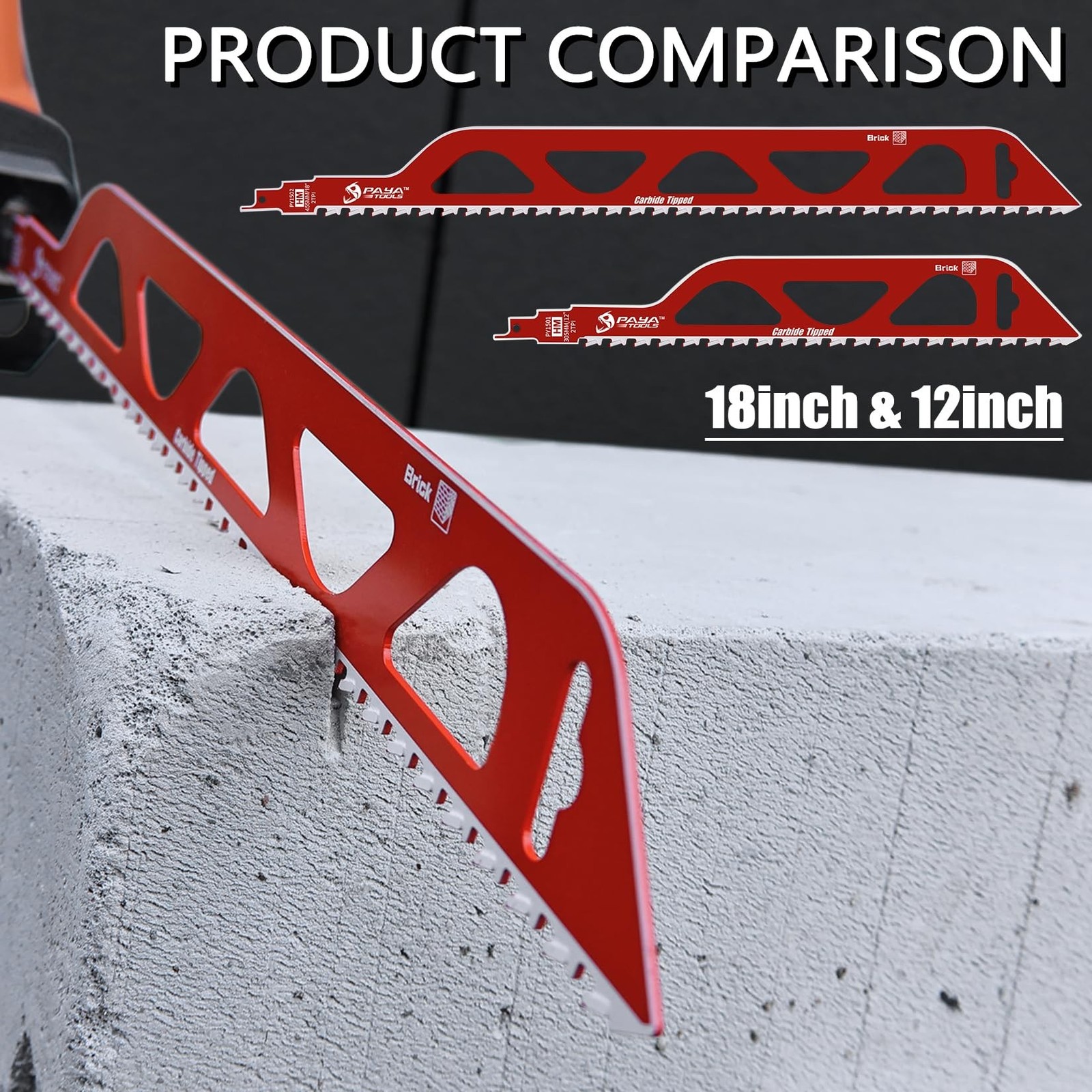 12-Inch and 18-Inch Demolition Masonry Reciprocating Saw Blade, Carbide Blade…