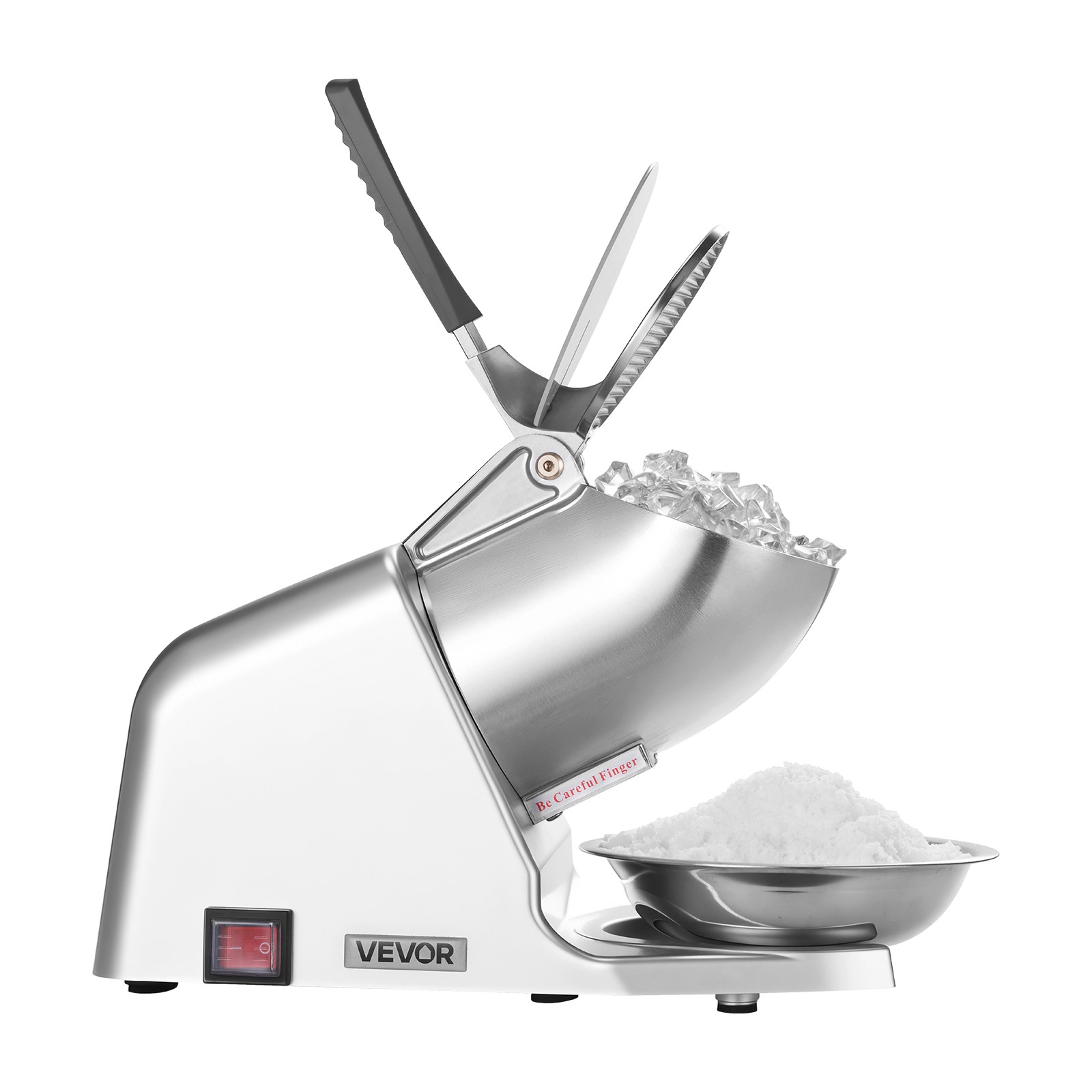 VEVOR Commercial Ice Crusher 143LBS/H Electric Snow Cone Maker Shaved Ice Silver