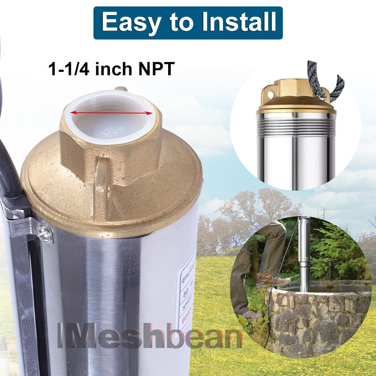 3inch 3/4 HP Deep Well Submersible Pump 110V 13 GPM 247 ft MAX 60Hz 33FT Cord