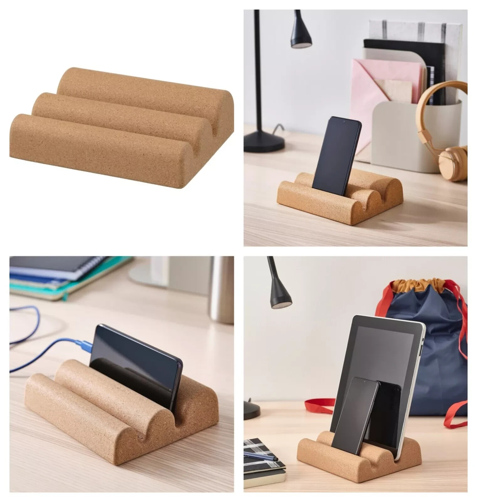 Ikea FAGNING Phone/Tablet Cork Holder NEW 605.541.39