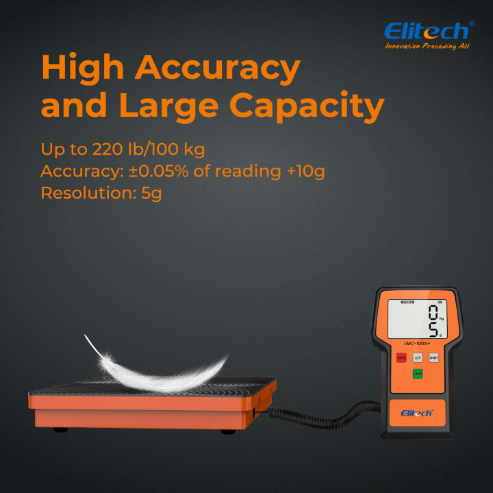 Elitech Refrigerant Charging Scale 220LBS HVAC Freon Recovery Scale LMC-100A+