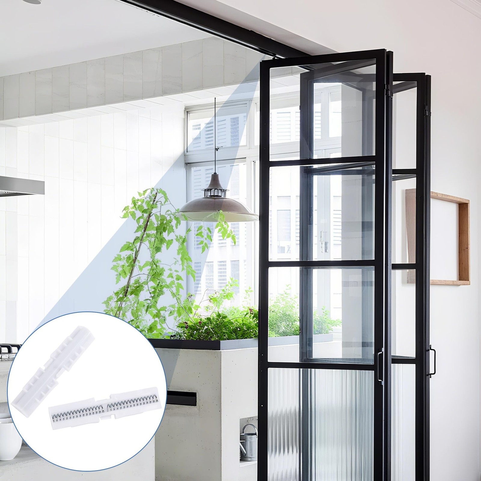 6 Pcs Bi-Fold Door Slide Guide,ABS Bifold Door Spring Slide Rail,White Bifold…