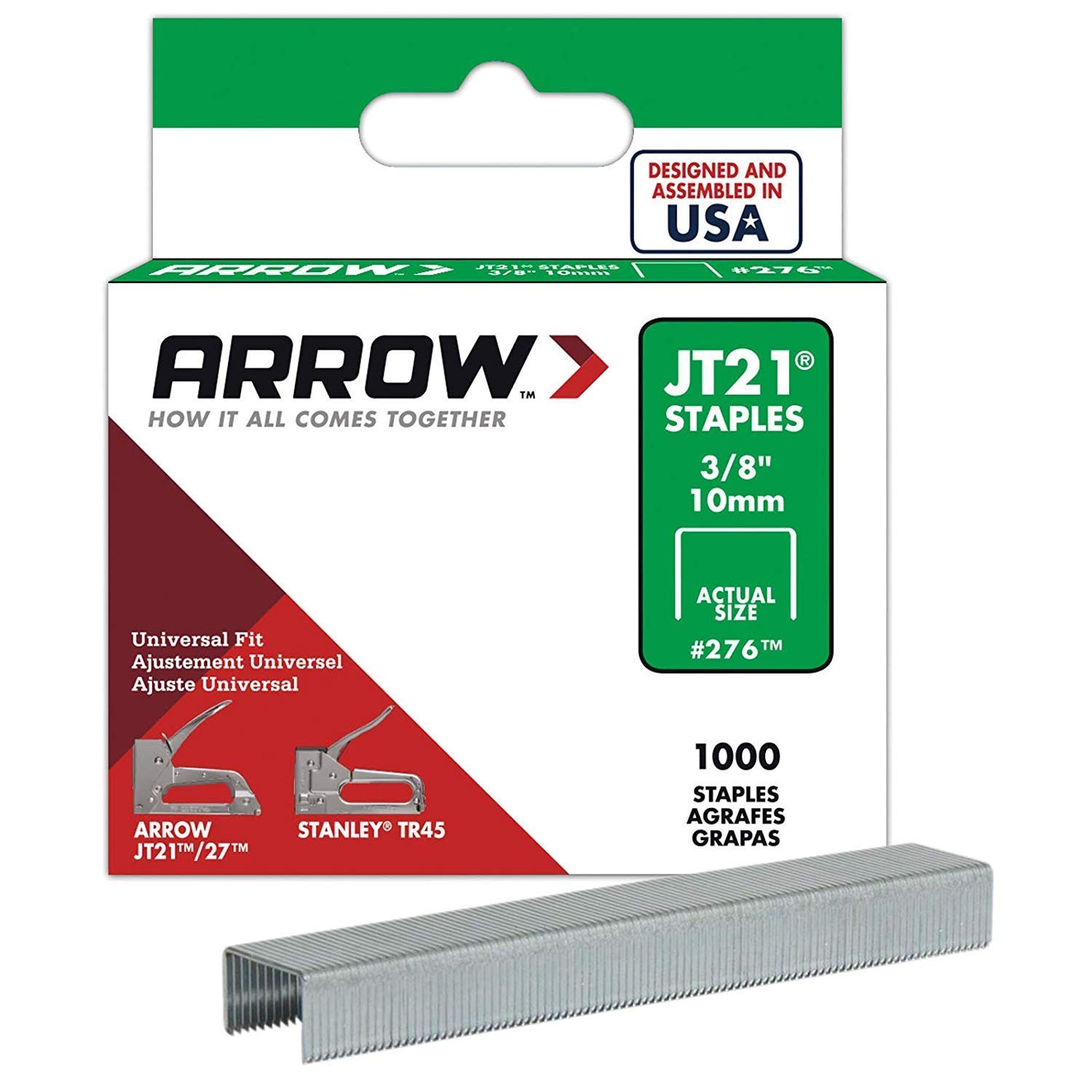 Arrow Fastener 276 Genuine JT21/T27 3/8-Inch Staples, 10 Pack (1,000 per JT21