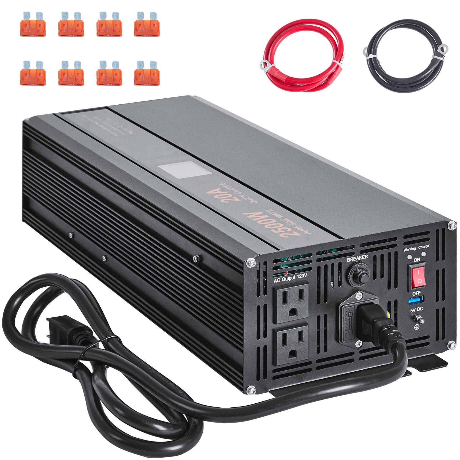 Uimoso 2500W Sump Pump Battery Backup System Inverter LCD Emergency Power Outage
