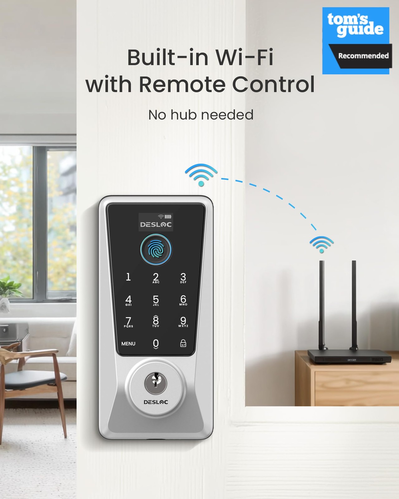 DESLOC WiFi Smart Lock D110 Plus, Fingerprint Keyless Entry, Built-in Wi-Fi, No