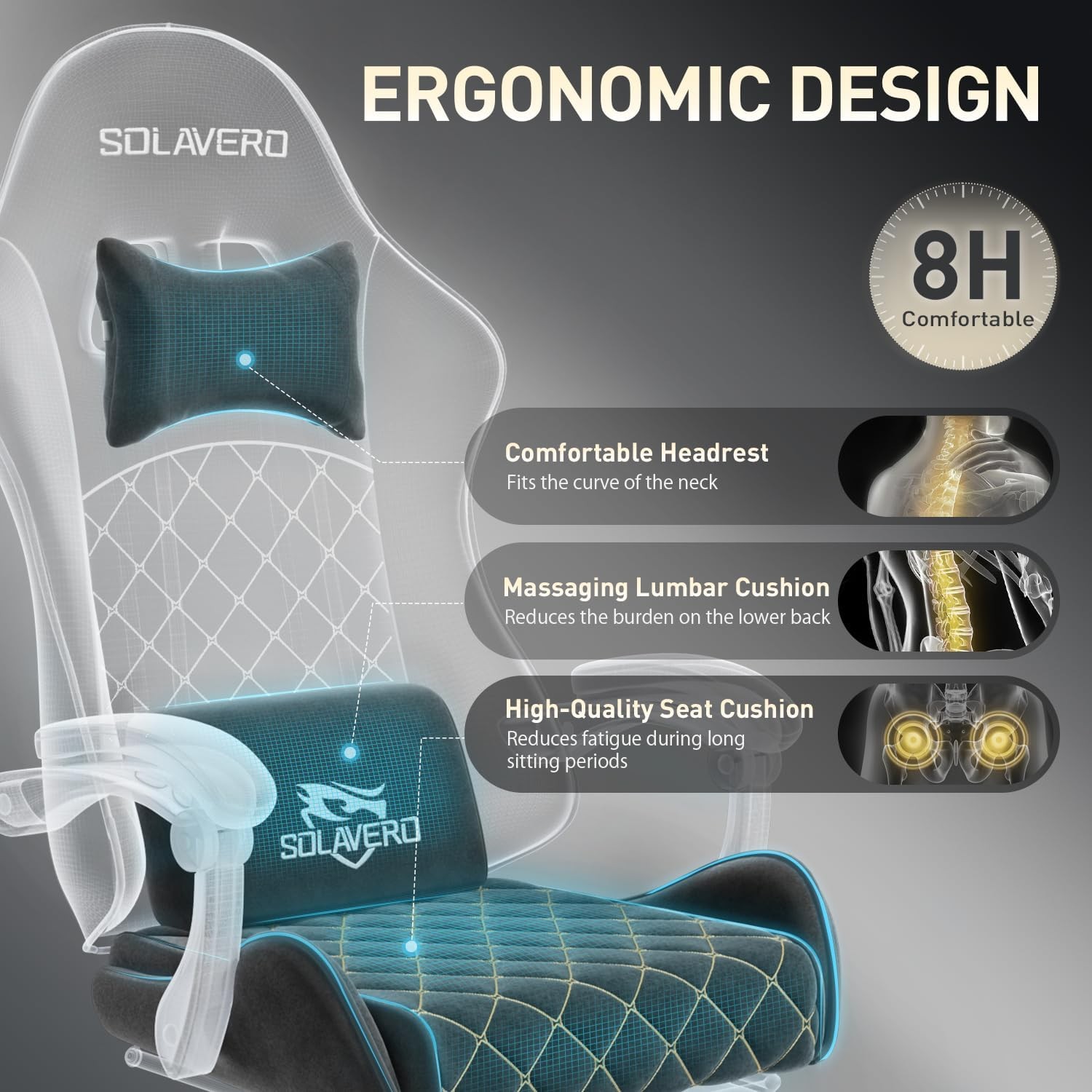 Ergonomic Gaming Chair with Footrest & Lumbar Massager, Gamer Computer Chairs