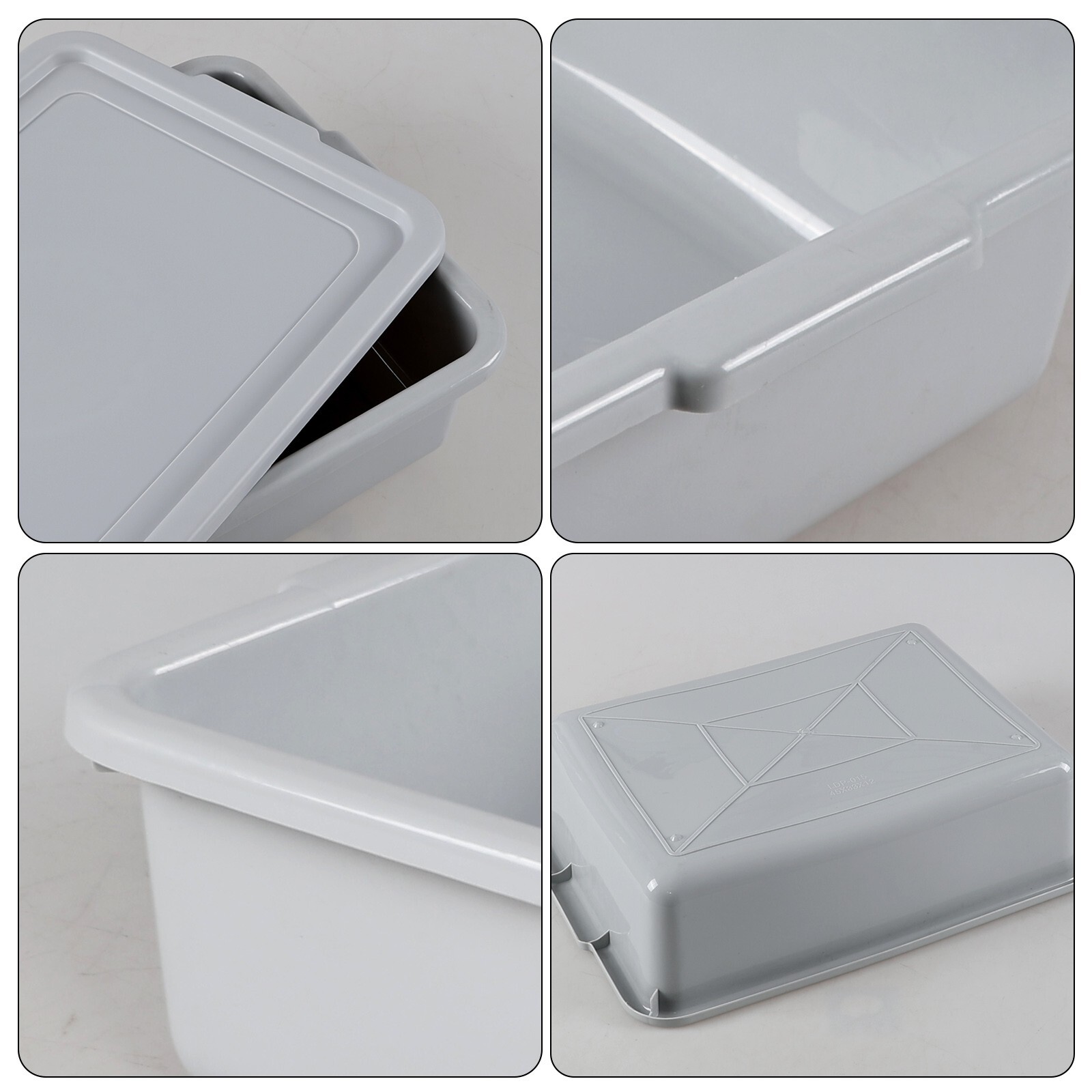 13 L Plastic Commercial Bus Box with Lid, Plastic Restaurant Bus Tub, 12-Packs