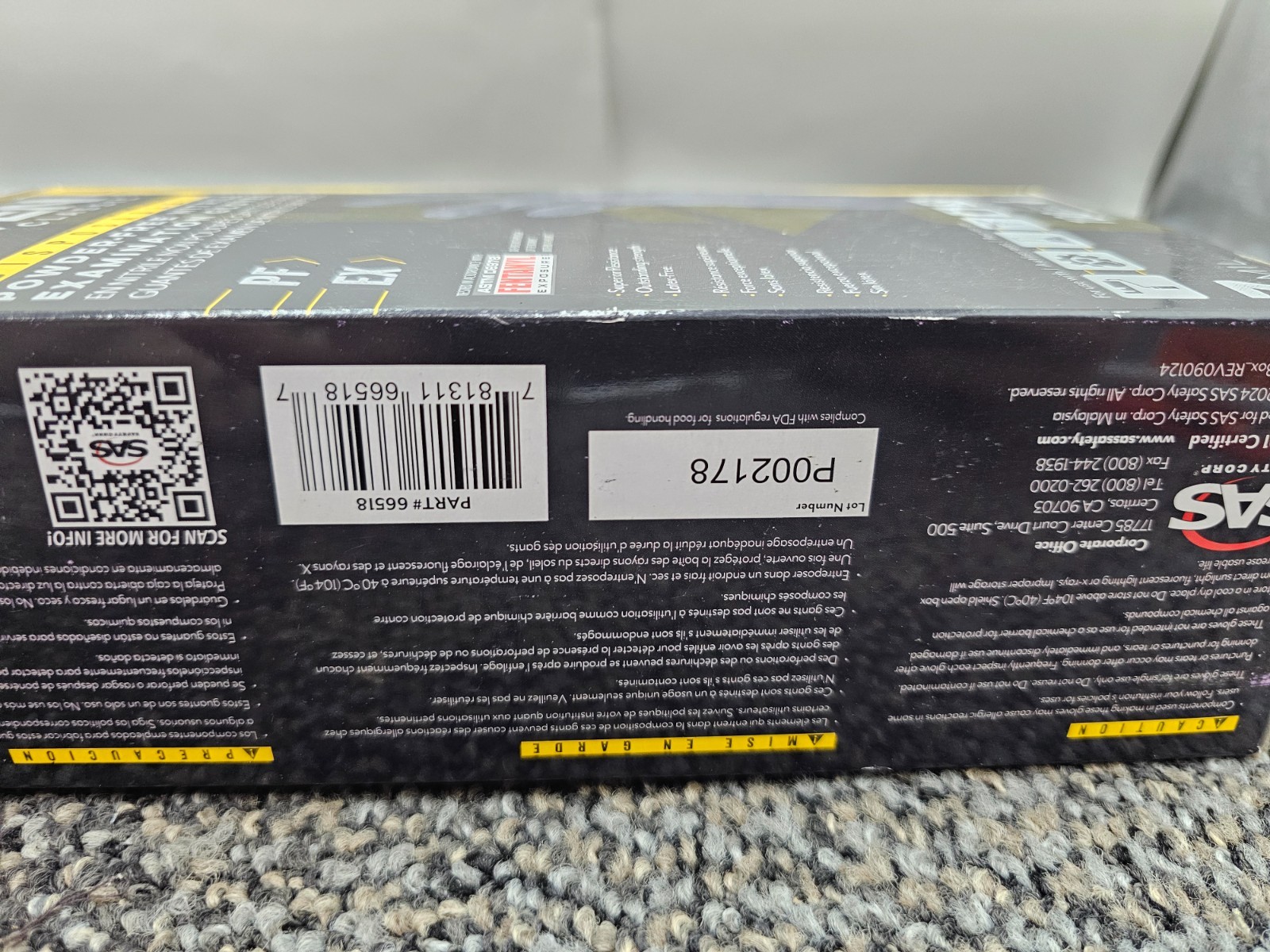 (QTY 200) SAS Raven 66518 Black Nitrile Gloves Powder Free 7mil Large