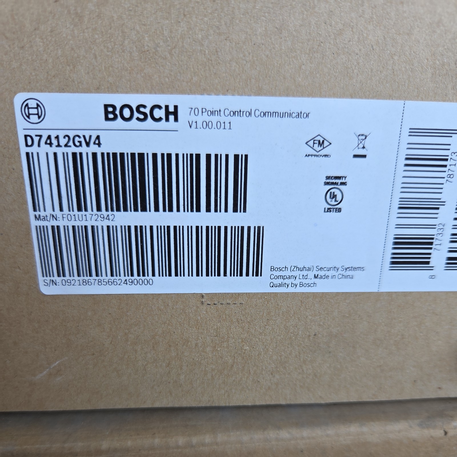 Bosch D7412GV4 70 Point Alarm Control Communicator (Sealed)