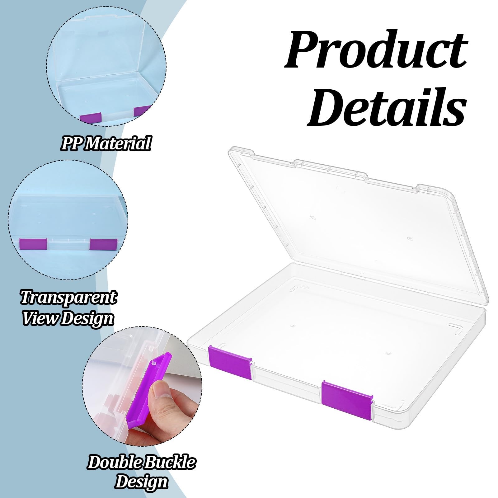 zisiueel 6 Pcs Clear A4 File Box Document 12.4 x 9.65 x 1.18 inches, clear