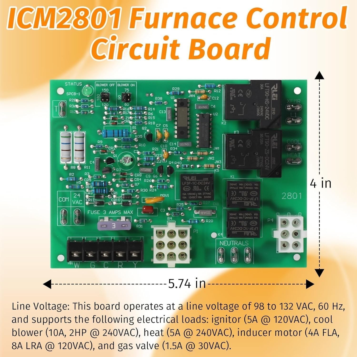 ICM2801 Furnace Control Circuit Board Replacement for Coleman Evcon York Lu