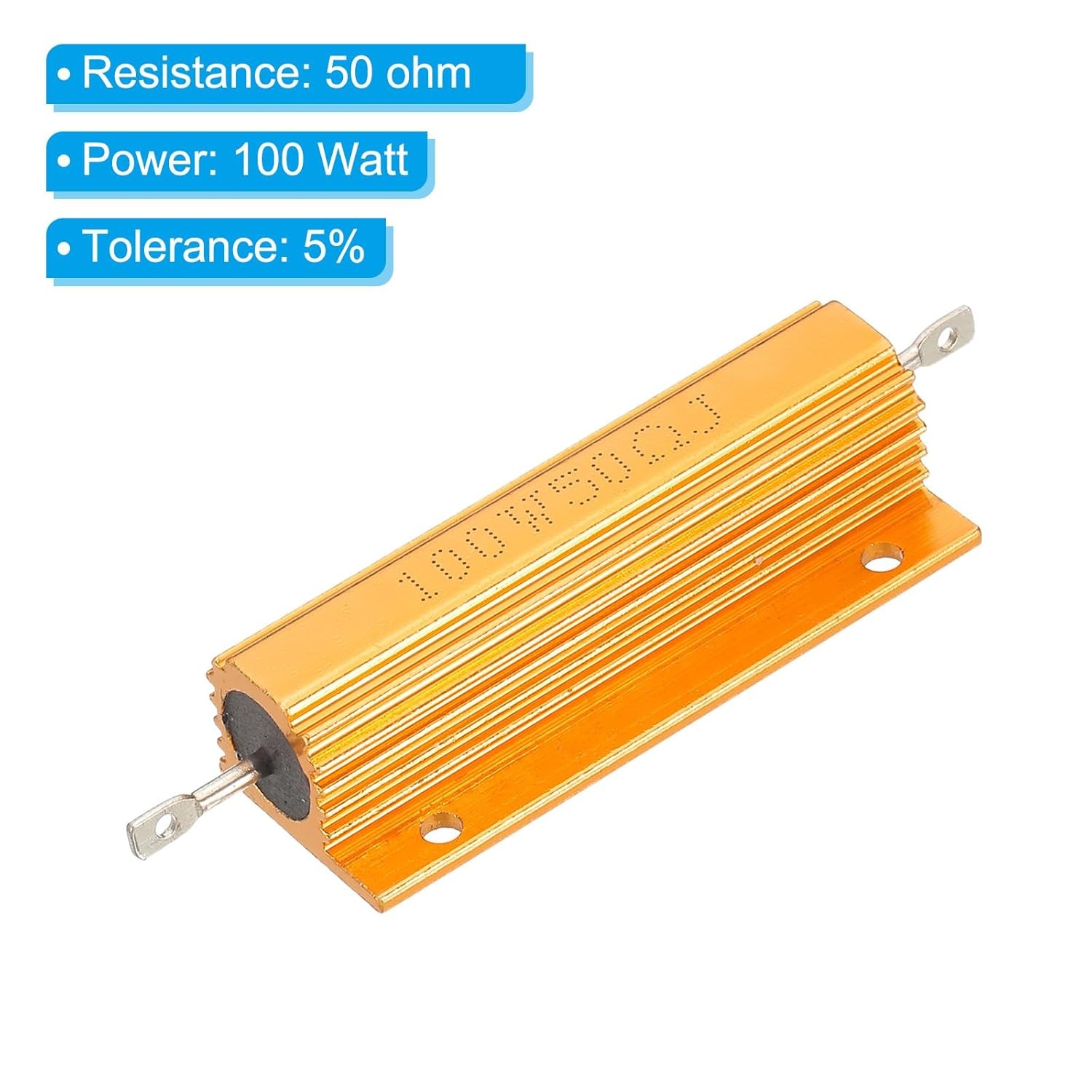 100W 50 Ohm Aluminum Shell Resistor, 4 Pack Aluminum Housing Wirewound Resistor