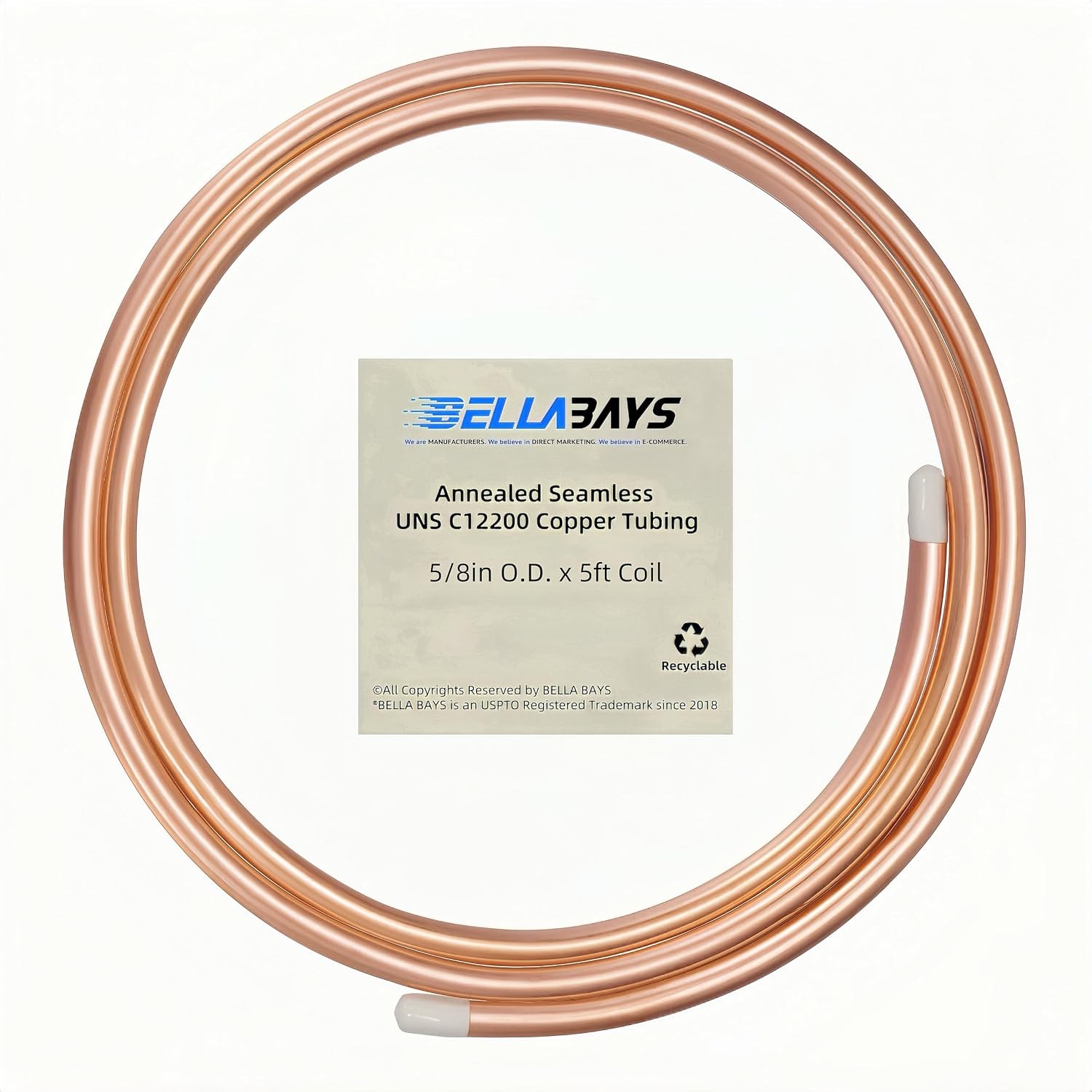 BELLA BAYS Copper Tubing 5/8″ OD X 0.562″ ID X 5 Ft, Tube Wall 1/32″(0.8Mm), 99